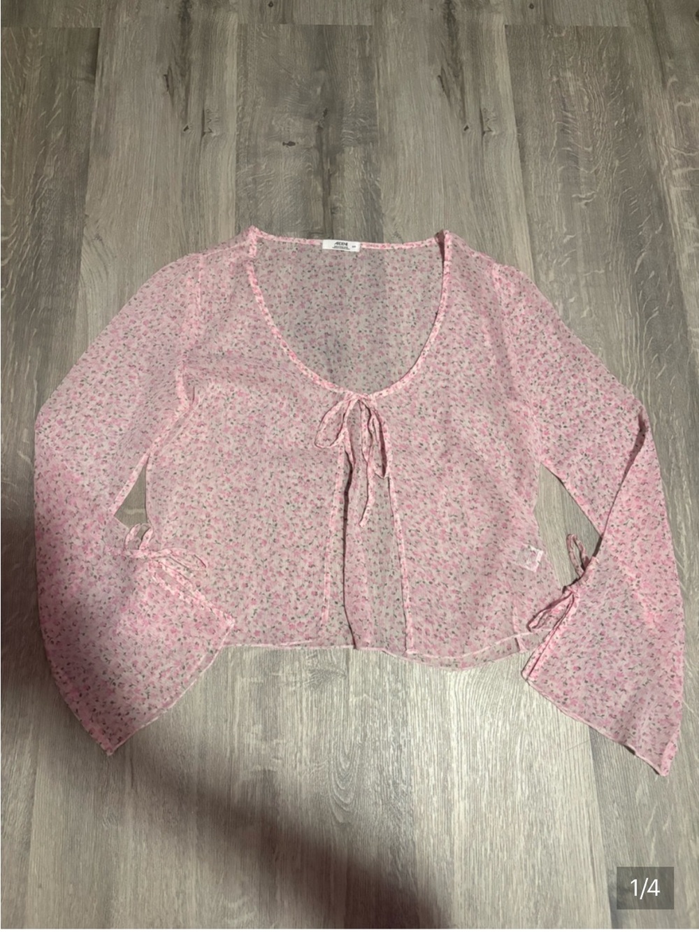 3 for $14 Ardene Pink Floral Sheer Tie-Front Blouse size small